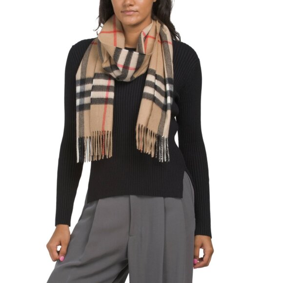 BURBERRY Beige Made In Scotland Cashmere Scarf - Picture 1 of 1